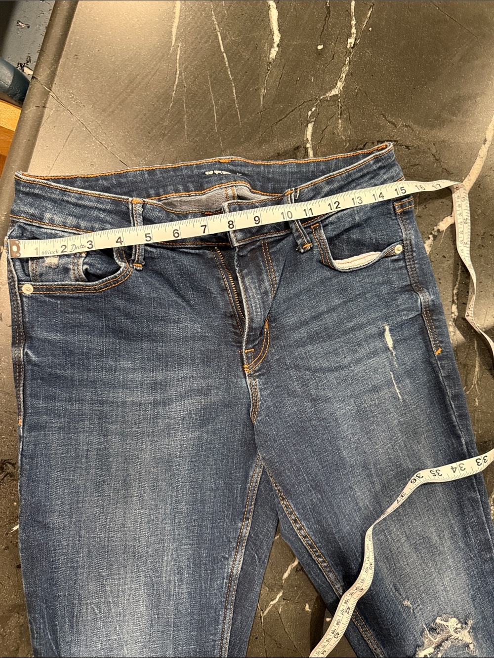 Old Navy Medium Blue Women's Skinny Jeans with Light Distressing